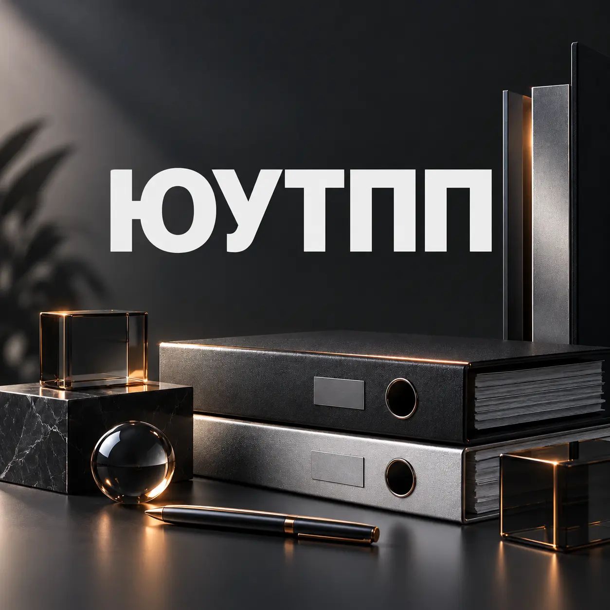 ЮУТПП: документы и стеклянные модули на графитовом фоне