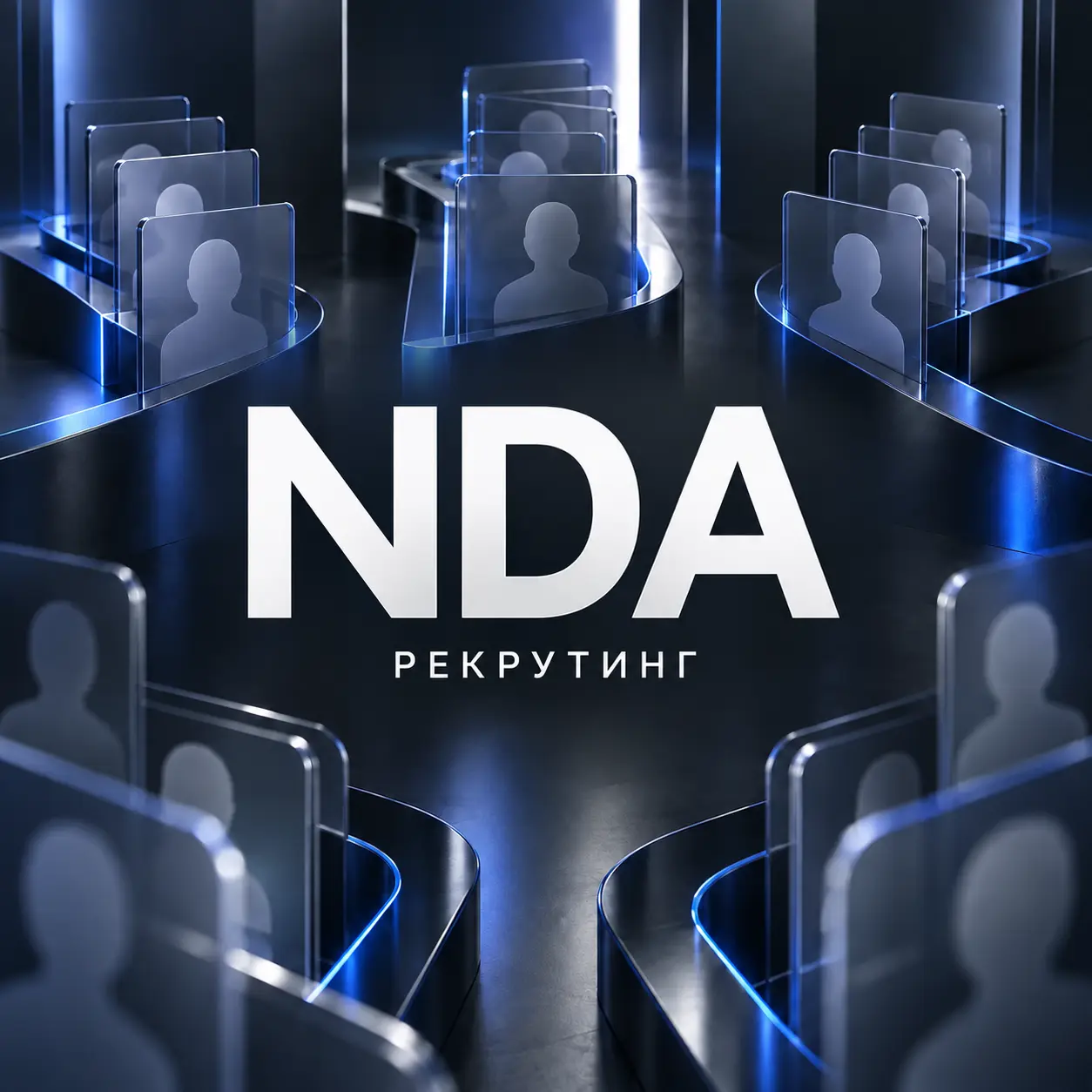 NDA: обезличенные карточки кандидатов на тёмном фоне
